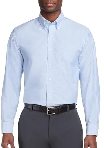 Van Heusen Men's Long Sleeve Oxford Dress Shirt, Blue, X-Large