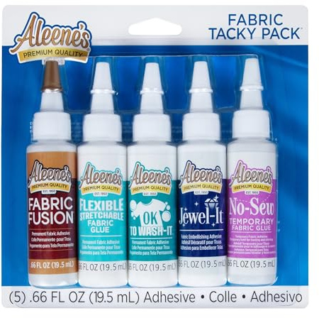 Aleene's Tacky Pack Fabric Glue, 5pk, 0.66 Fl Oz, Clear (25114)