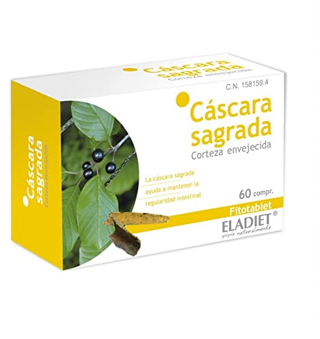 CASCARA SAGRADA Fitotablet - Para Regular el Transito Intestinal, Efecto Laxante, Ayuda en el Estreñimiento - Ingrediente 100% Natural y Vegano | 60 comprimidos ELADIET