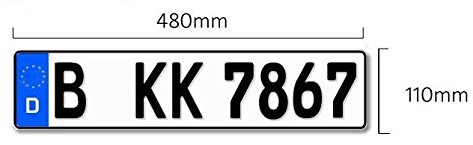 1 Euro-Kennzeichen | Kfz Kennzeichen DIN-zertfiziert für Deutschalnd (480x110 mm)