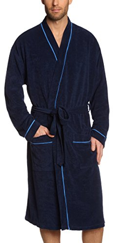 Schiesser Herren Reisemantel Bademantel, Blau (815-navy), 54 EU