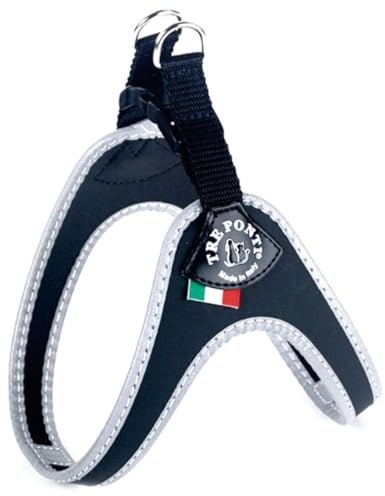 Tre Ponti Geschirr für Hunde / Farbe Schwarz / Gr.2 bis ca. 5kg Brustumfang 33-37cm