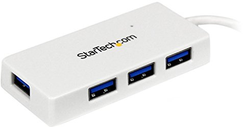 StarTech Hub USB 3.0 4 Puertos con Cable Integrado, Blanco (ST4300MINU3W) | Concentrador USB 3.2 Gen 1 con cable integrado, Ampliador portátil, SuperSpeed