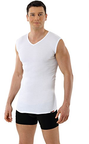 ALBERT KREUZ Camiseta Interior para Hombre sin Manga con Cuello de Pico y de 100% algodón orgánico Blanco
