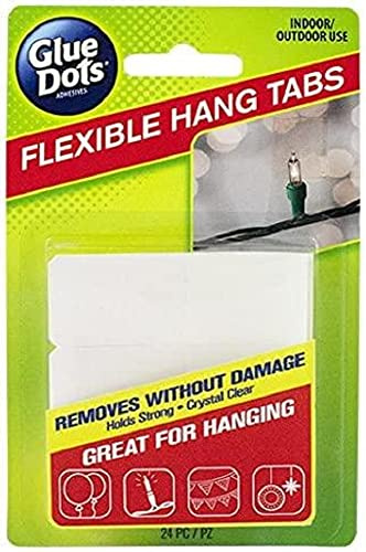 Glue Dots English Only Flexible Hang Tabs, Transparent