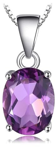 JewelryPalace Oval Echt Edelstein Amethyst Citrin Garnet Peridot Topas Solitär Anhänger 45CM, Kette mit Naturstein Schmuck Set, Halskette Damen Silber 925 Collier Damen, Schmuck Mädchen Rosegold Gold