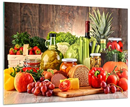 Moderne Impression sur Verre 100x70cm Image Tableau en Verre Decoration Murale La nourriture les légumes le brocoli la viande Grand Tableaux Decoratifs Chambre Horizontal Deco Salon Art GAA100x70-3182