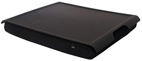 Bosign. Knietablett Laptray mit Sitzsack-Kissen für Laptop, Frühstück. Rutschfestes Tablett. Abnehmbarer und waschbarer Kissenbezug. Schwarzes Tablett. Schwarzes Kissen. Groß - 46 x 38 x 6,5 cm