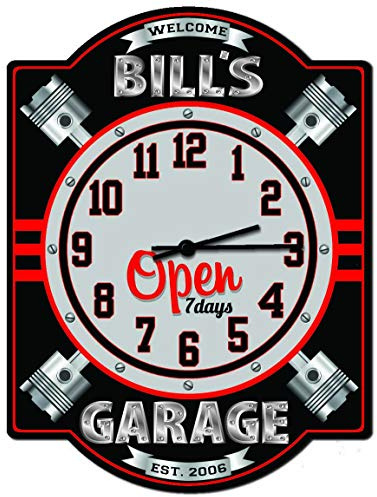Redeye Laserworks Garage Piston/Repair Shop Wall Clock, Mechanic Workshop