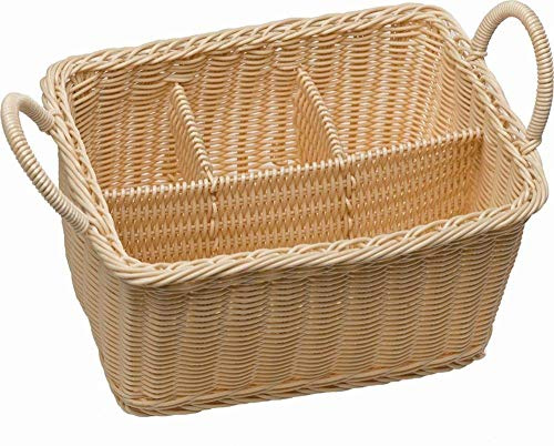 APS Besteckkorb ECONOMIC mit 4 Fächern, bruchsicherer Besteckbehälter, Besteckkasten, Besteckbehältnis, Hellbeige, 18 x 26 cm, Höhe 15 cm