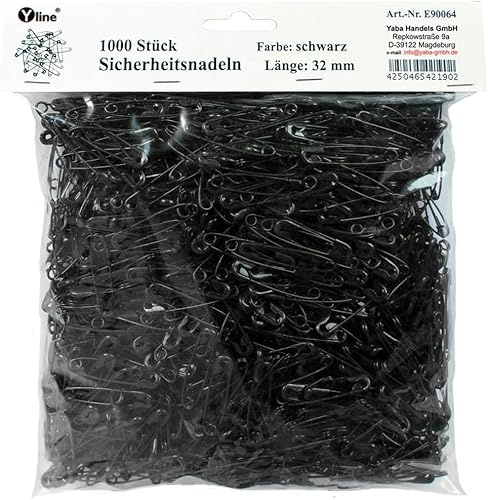 1000 spille di sicurezza nere circa 32 mm, aghi di sicurezza E90064