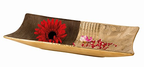 Mel O Design Grande cuenco moderno Bandeja de frutas de cerámica dorado/marrón 39x 18cm