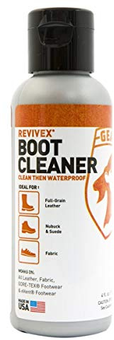 GEAR AID Revivex Boot and Shoe Cleaner for Leather, Suede and Gore-Tex Fabrics, Concentrated Gel Removes Dirt and Grime without Harming the Fabric, 4 fl oz