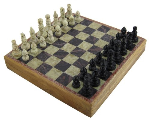 stylla London® Einzigartiges Schach- und Dame-Set, Steinkunst, Marmor | Brettspiele für Kinder ab 7 Jahren I Reise-Spiele für Kinder und Erwachsene I Schachbrett I Strategie-Brettspiele I Einmaliges Geschenk