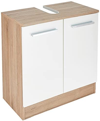 Pelipal Waschbeckenunterschrank Quickset 380 in Weiß Glanz/Sanremo Eiche Terra, 60 cm breit | Waschbeckenschrank ohne Waschbecken mit 2 Türen