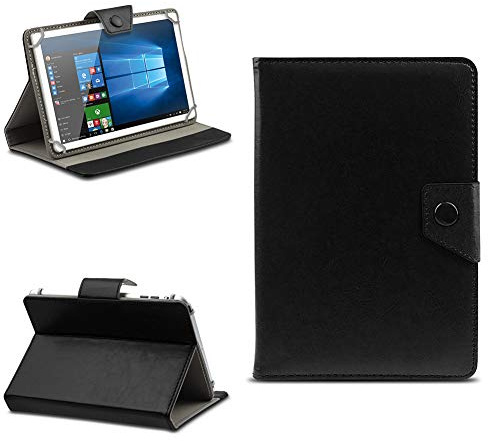 na-commerce Tablet Schutzhülle Tasche 10-10.1 Zoll hochwertiges Kunstleder Hülle Standfunktion Cover Universal Case Etui Magnetverschluss von NAmobile, Farben:Schwarz