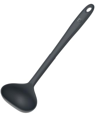 Kochblume Schöpfkelle L | Premium-Silikon & BPA frei| Hitzebeständig | Spülmaschinenfest | 30cm | Farbe: anthrazit