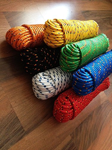 Reepschnur 4 - 16mm,Polypropylen Seil, Polypropylenseil, Bootsleine,Ankerleine,Festmacher,Allzweckseil, Segeltauwerk, Mehrzweckseil, Bootstau, Strick, Ersatzseil, Reparaturseil, Schot (Orange mit schwarz/weißer Markierung, 10 mm)