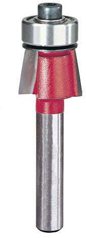 Diablo Bevel Trim Router Bit - Cuts Plastic Laminates - 9/16 Dia, 8° Angle, 1/4 Shank, Carbide, Anti-Buildup Coating, Bearing Guided, Flush Edge Finish - DR41110