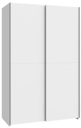 FORTE Möbel Schach und Matt Kleiderschrank 120, doppeltüriger Schrank mit Schwebetüren, Holzwerkstoff, Weiß, 120,1 cm breit, 190,5 cm hoch, 61,2 cm tief