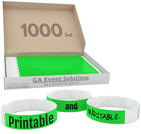 Global Arbitrage Event Solutions GA Event Solutions Einstiegsband von Tyvek, grün 1000 Stück grün