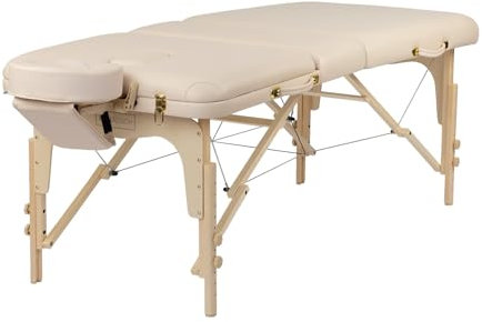 WellTouch Massageliege Salon II, Beige, mobil, höhenverstellbar, Rückenteil verstellbar, mit Gesichtsauschnitt & Verstellbarer Kopfstütze, Armschlaufe & Tragetasche