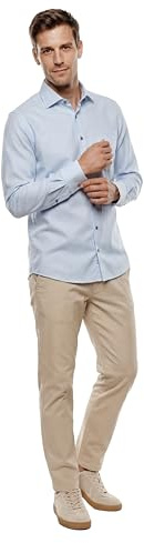 Marvelis Camisa de corte moderno de manga larga Chambray, Azul 11., 40