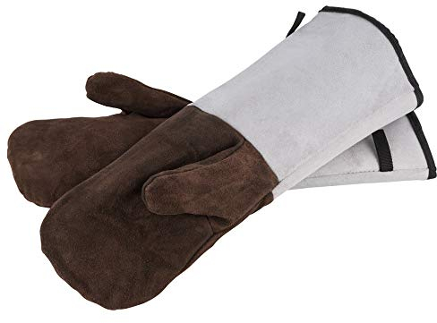 APS Backhandschuhe, Grillhandschuhe, Ofenhandschuhe, extrem hitzebeständig bis 250°C, Leder, Einheitsgröße