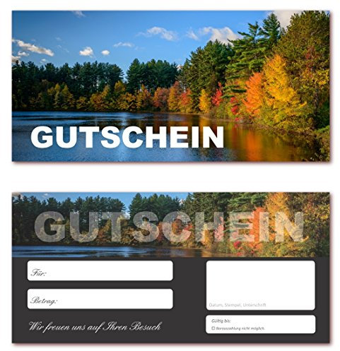 50 Stück Geschenkgutscheine (Waldsee-623) Gutscheine Gutscheinkarten für Bereiche wie Reisen, Urlaub und Wellness