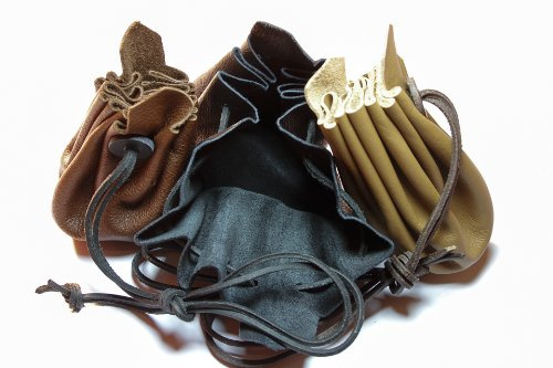 Auroris Mittelalterlicher Lederbeutel aus hochwertigem Rinds-Nappaleder Farbe: schwarz