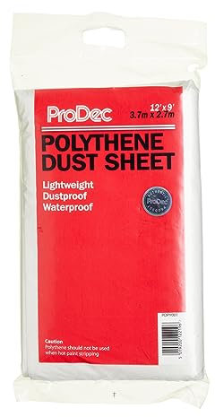 ProDec 12ft x 9ft (3.6m x 2.7m) Lightweight Polythene Dust Sheet, Dustproof and Waterproof Ideal for Covering and Protecting Floors and Furniture from Spills and Splashes When Painting and Decorating