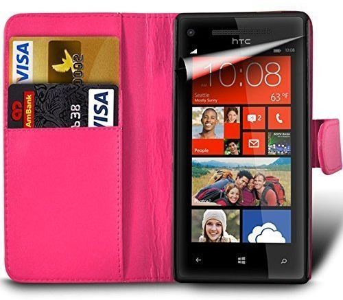 London Gadget Store Vodafone Smart Speed 6 Premium PU Leather Wallet Flip Skin Case Cover in HOT PINK with Screen Protector and Polishing Cloth