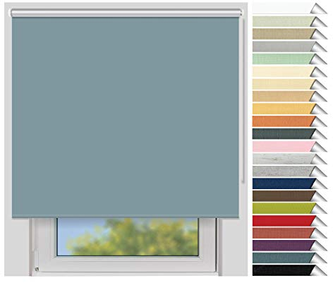 EFIXS Thermorollo Medium - 25 mm Welle - Breiten: 60-240 cm - Höhen bis 240 cm - Hier: 200 cm x 190 cm (Stoffbreite x Höhe) - graublau (3017) - Hitzeschutzrollo - Verdunklungsrollo