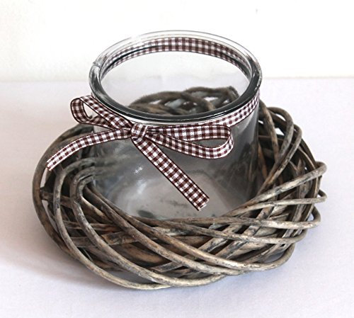 AAF Nommel®, Windlicht auf Weidenkranz M Glas, Natur zur Dekoration Nr. 002