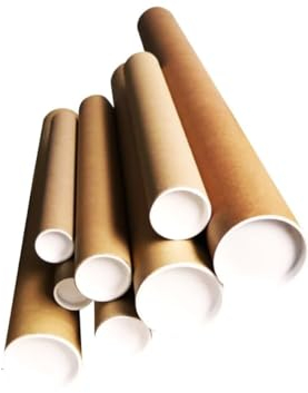 realpack® Versandrolle Karton mit Kunststoff Endkappen – 7,6 cm line-size: 625 mm A3 braun