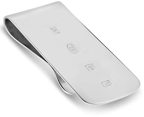 Pinza Clip Porta Billetes, con Sello, de Plata de Ley