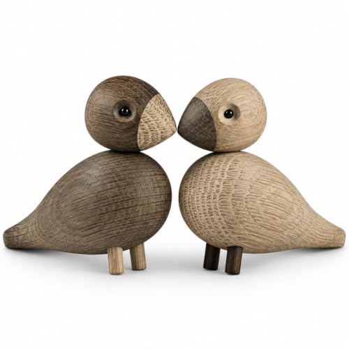 Kay Bojesen Unzertrennliche 1 Paar Figuren 9 cm Singvögel Dekoration, Holz