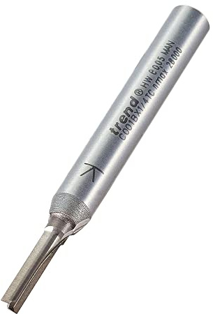 Trend CraftPro Fresa recta 2 flautas TCT, vástago 1/4, 3,2x12 mm | Fresado de ranuras limpio y cantos; TCT Ø3,2 mm, 12 mm de corte, vástago 1/4, C001BX1/4TC