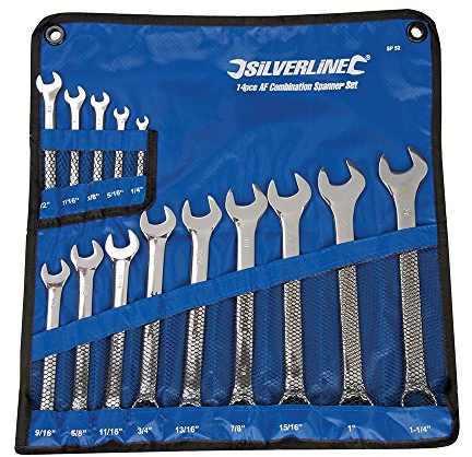 Silverline SP52 Ring-Maulschlüssel, 14-tlg. Satz 1/4–1-1/4 Zoll