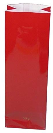 Fa.ars 50 Teetüten 50 g rot OPP/ Kraftpapier / PET-Blockbodenbeutel 55+30 x 175 Geschenktüte für Tee Gewürze Gebäck Kaffeetüte