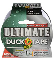 Duck - Cinta adhesiva de tela (5 cm x 25 m), color negro