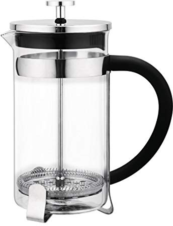 Olympia Contemporary Cafetiere French Press Stainless Steel, 3 Cup 350ml | Heat-resistant handle ensures secure pouring while the easily disassembled parts allow thorough, hassle-free cleanup.