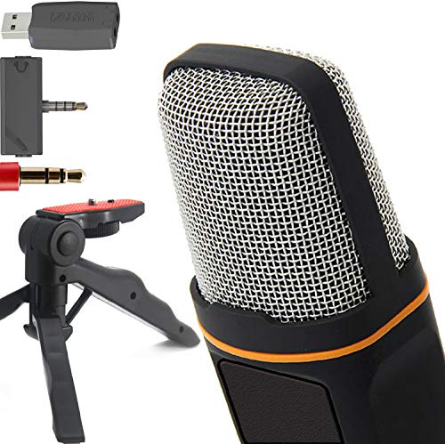 ZaxSound Micrófono cardioide de Condensador, micrófono Profesional, con trípode, para PC, portátil, iPhone, iPad, teléfonos Android, tabletas, Xbox y Youtube