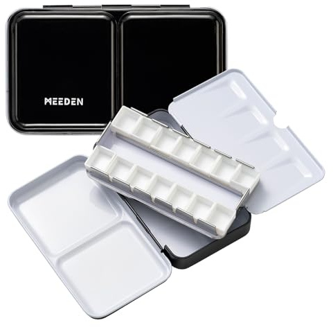 MEEDEN Empty Watercolour Tin Paint Case with 12 Pcs Half Pans
