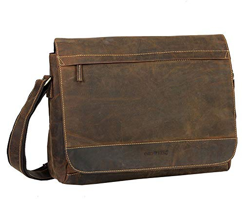 Green Burry A4 Tasche, Überschlagtasche, Schultertasche Vintage braun 1766 25, Umhängetasche, A4, Damentasche, Herrentasche, Unisex, Ledertasche,Unitasche, Buissness, Messenger, Kuriertasche, Lapptop,
