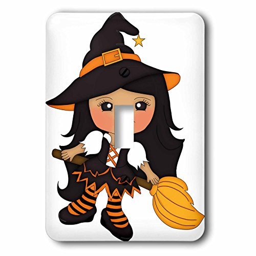 3dRose lsp_216735_1 Cute Witch Illustration On Her Broom Illustration single Toggle Switch