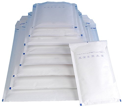 Mix 110 Luftpolsterversandtaschen Luftpolstertaschen Luftpolsterumschläge Versandtaschen Polsterumschlag Umschläge weiß Größen A1 B2 C3 D4 E5 F6 G7 H8 I9 K10 CD - 11 verschiedene Größen je 10 Stück