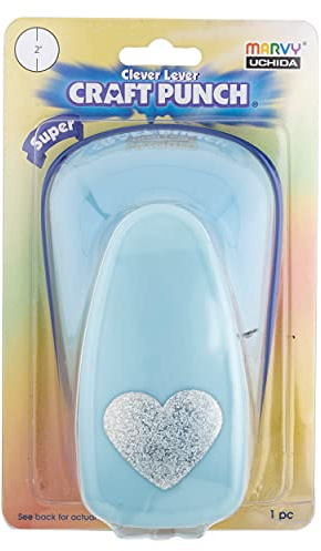 Uchida LV-SJCP01 Clever Lever Super Jumbo Craft Punch, Heart , Blue