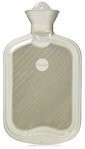 2 Liter Gummi-Wärmflasche, Wärmeflasche Warmtherapie, einseitig Lamellen, weiß
