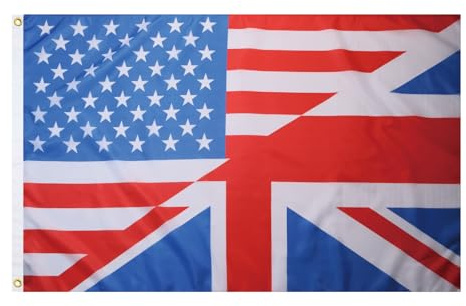 AZ FLAG Drapeau Amitié Royaume Uni - Etats-Unis 150x90 cm 2 Œillets | Usage intérieur et extérieur Drapeau décoratif de l'amitié anglo saxonne coutures doubles et bords renforcés polyester 100D